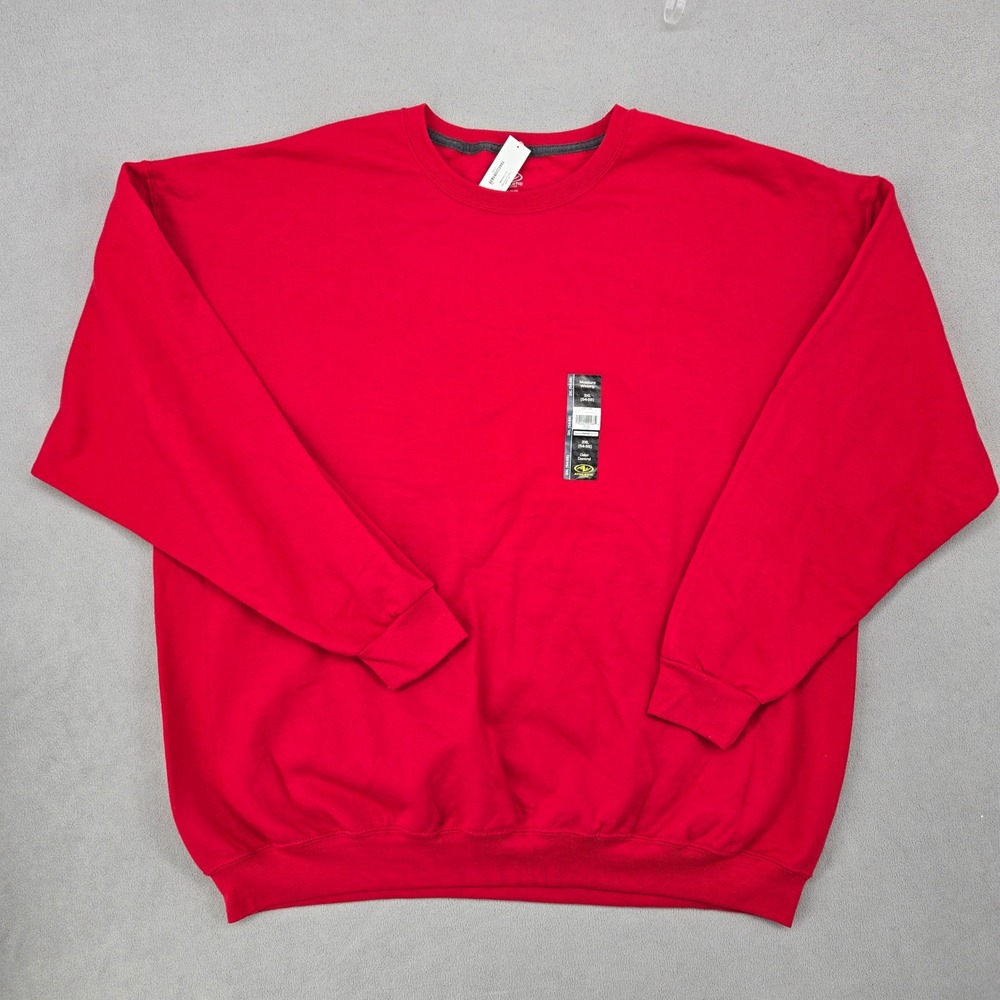 Athletic Works Mens New 3XL Red Fleece Crewneck Sweatshirt Active Sportswear